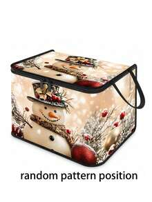 Christmas Zipper Storage Box, Santa Claus & Reindeer Print, Dual Handle Design, Large Foldable Holiday Storage Bin, Dust-Proof Rectangular Organizer, Suitable For Christmas Decorations, Gift Wrapping, Clothes, Toys, Closet, Bedroom And Christmas Party Home Decor - Multicolor - View 15