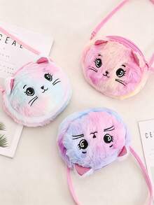 1pc Kids Cat Pattern Sequin Earring Faux Fur Large Capacity Cute Plush Crossbody Bag, Suitable For Daily, Party, Holiday - Multicolor - View 5