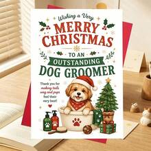 1pc Christmas Cards Merry Christmas Card For Outstanding Dog Groomer - Ideal Gift For Pet Grooming Professionals On Christmas, Perfect For Expressing Gratitude - One Size Fits All - View 5