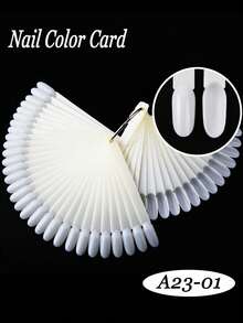 50pcs White False Nails, Nail Polish Gel Color CardDisplay Stand, Practice Training Fan-Shaped DisplayRod, Manicure Tools, Home DIY Nail Polish Board - White - View 7