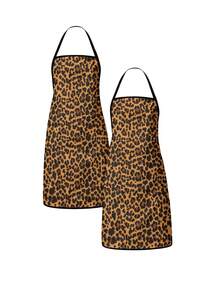 1pc/2Pcs Women Leopard Pattern Apron, Stylish Animal Print Sleeveless Apron, Household Waterproof Apron For Kitchen Cooking & Party - Multicolor - View 9