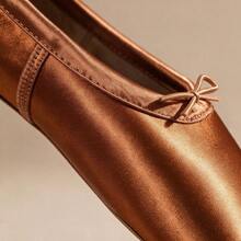 Women's Ballet Pointe Shoes, Fashionable Bronze Satin Wrap-Around Ribbon Rubber Sole Dance Shoes, Toe Protection, Comfortable And Lightweight For Dance Performance - Bronze - View 3