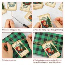 50pcs Festive Christmas Gift Tags With Hemp Rope - Vintage Merry Christmas Name Gift Tags, Holiday Paper Party Favor Tags For Gift Bag & Box, Christmas Gift Decoration, Xmas Party Supplies - B - View 6