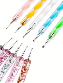 15Pcs Nail Art Dotting Pen Set,Double Ended Design,Colorful Handles,For Nail Dot And Pattern Decoration - Multicolor - View 2