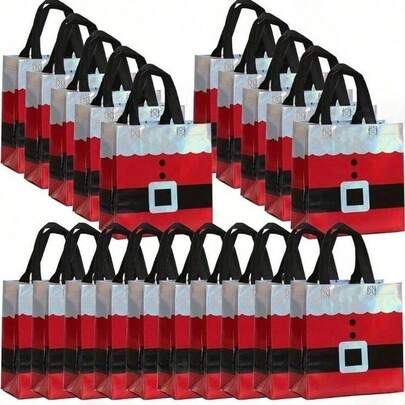 5 buah Tas Kado Natal dengan Pegangan, Untuk Pembungkus Kado dan Perlengkapan Pesta, Tas Kado Kecil, Tas Kado Kain Non-Woven Natal, Tas Kado dengan Motif Pesta Liburan (Warna/Gaya Dikirim Secara Acak)