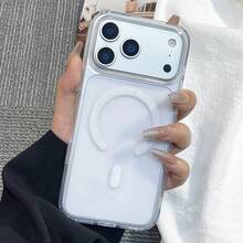 Transparent Shockproof Magnetic Case, Compatible With IPhone 18 Pro Max 17 16 15 14 13 12 11 Plus Pro 17e,Four-Corner Protection, Metal Button,Wireless Charging Compatible, Clear Back Cover - Clear - View 1