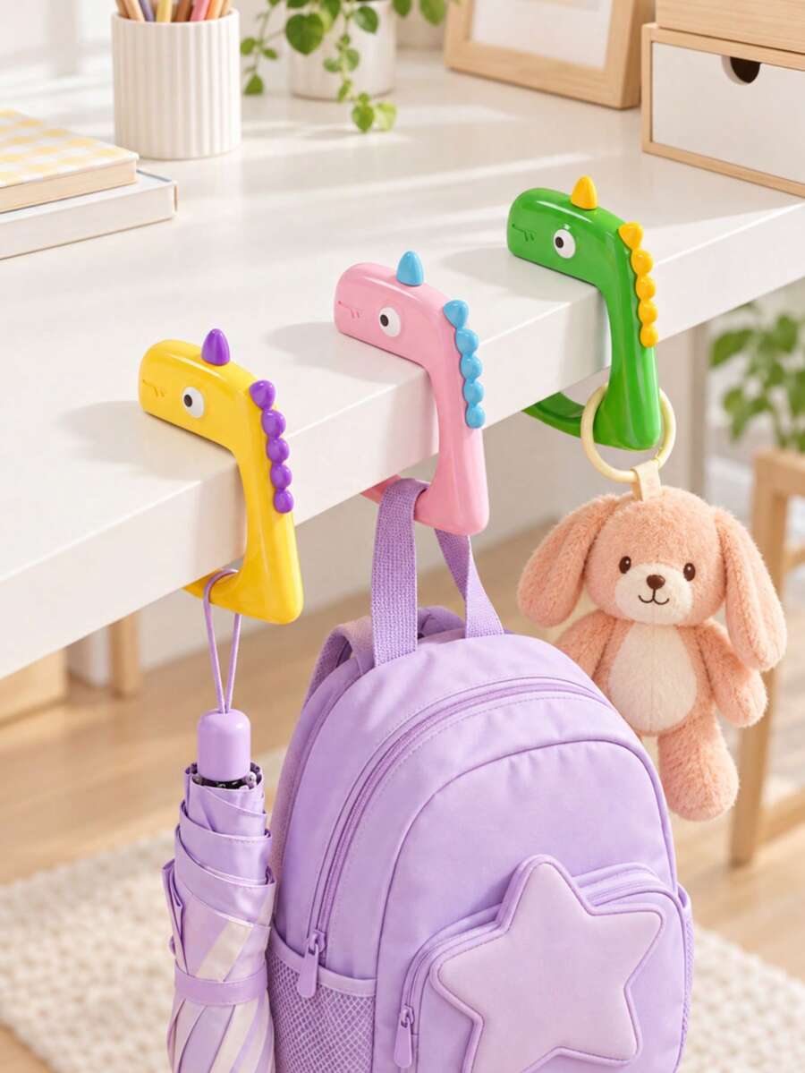 5/3/1pc No-Drill Clamp-On Desk Hook, 360° Rotatable Detachable Multi-Function Backpack Hook, Suitable For Desk Edge, Also As Closet Hook, Can Hang Bags, Water Bottles, Handbags And Umbrellas, Dorm And Office Desk Organizer - Multicolor - View 1
