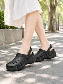 Crocs Women's Sports Sandals/Slides Classic Cloud Floral Clog Thick Sole Rhinestone Decor Beach Closed Toe Sandals 213447-001 - Black - View 3