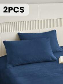 2件裝保暖水晶天鵝絨枕套，海軍藍枕套，床上用品，裝飾枕套，房間裝飾，居家裝飾，舒適易護理，透氣，適用於客廳、宿舍和酒店，秋季裝飾，冬季裝飾，四季通用，不含枕芯 - 藏蓝色 - 查看 12