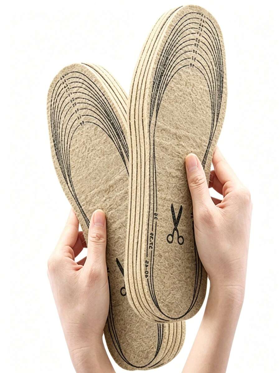 [Winter Insoles]Winter Warm Insoles - Velvet Felt Insoles - Sweat-Absorbent, Breathable, Thickened, Shock-Absorbing - Freely Trimmable, Cold-Proof - Dark Grey - View 1