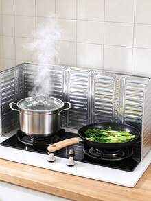1/2/3/4 buah Pelindung Percikan Minyak Dapur, Layar Anti Lengket Aluminium, Pelindung Isolasi Panas Kompor, Alat Dapur untuk Memasak, Menggoreng, dan Memanggang, Perlengkapan Rumah & Perjalanan - View 8