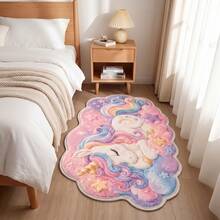 1pc, Washable Non-Slip Unicorn Rainbow Shaped Velvet Rug, Non-Slip Bottom With Soft Touch Surface, Suitable For Bedside Mat, Entrance Mat, Living Room, Bedroom, Bathroom, Kitchen, Machine Washable, Durable And Easy To Clean, Modern Home Decor, Bedroom Bathroom Decor Rug, Christmas Decoration, Housewarming Gift, Christmas Gift, Moving Gift And Other Occasions, Rugs, Carpet, Christmas Rug, Christmas Gift/Decor, Rugs Living Room, Bedroom Rug, Rug For Bedroom, Carpet For Bedroom, Washable Rug, - Multicolor - View 3