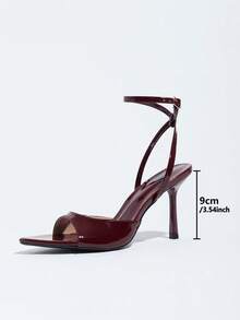 Women's Elegant Mirror Pointed Toe Cross Strap Stiletto High Heel Sandals, Burgundy High Heels, Suitable For Evening Parties And Gatherings - Burgundy - View 4