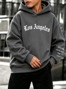 Tween Boy Fun Print Pullover Sweatshirt, Warm And Comfortable Thermal-Lined Pullover Sweatshirt For Autumn/Winter - Dark Grey - View 4