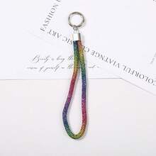 Mobile Phone Hanging Rope Light Luxury Full Diamond Keychain Pendant Luggage Diamond Chain DIY Hanging Decoration Short Wrist Rope Anti Loss - Multicolor - View 9