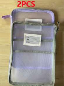 Bolsa organizadora de malla de nylon de doble capa A4, bolsa de almacenamiento de archivos de malla de gran capacidad en forma de L reforzada, mochila portátil con cremallera para estudiantes, bolsa de clasificación de materias de examen con asa, bolsa transparente para exámenes de estudiantes, archivo B - A - Ver 15