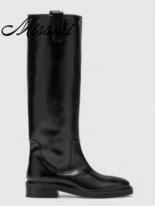 Classic Versatile Knee-High Riding Boots 2025 Autumn/Winter New Vintage Tall Boots - Black - View 1