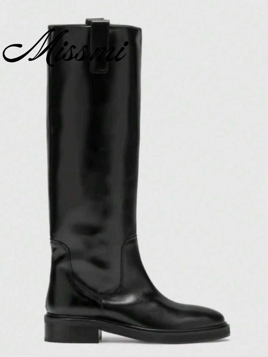 Classic Versatile Knee-High Riding Boots 2025 Autumn/Winter New Vintage Tall Boots - Black - View 1