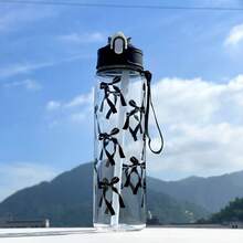 1pc 750ML Floral Bow Large Capacity Water Cup, Fresh Highly Attractive Design, With Straw And Handle, Portable, Suitable For Travel And Gatherings, One-Click Pop-Up Lid - Multicolor - View 12
