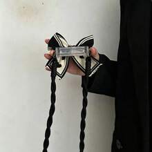 1件裝愛心蝴蝶結背夾手機殼附斜跨肩帶，韓系簡約布藝蝴蝶結手機掛繩，免持手機支撐掛帶 - 愛心蝴蝶結掛繩 - 查看 2