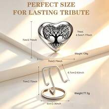 Mini Cremation Urn Heart-Shaped Keepsake Memorial Jar Pot Container | Small Urn For Funeral Ashes Burial | Stainless Steel Metal Keepsake With Stand | Silver - 2.75" Inches - Silver - View 2