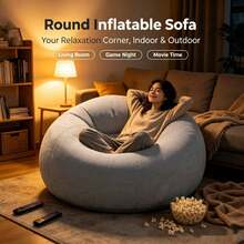 1pc Portable Inflatable Lazy Sofa, Waterproof Outdoor Air Bean Bag Chair, Lightweight Blow Up Lounger For Camping, Beach, Backyard & Indoor Rest - Multicolor - View 5