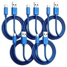 5pcs Fast Charging USB-A To Type-C Charging Cables, Nylon Braided Durable Phone Charging Cables, 1m Long, Compatible With Android Phones, And Other Type-C Devices, Suitable For Travel Essentials/Car Accessories/Desktop Accessories, Pink/Purple - Multicolor - View 17