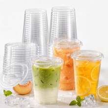 100pcs/50pcs/40/30/20/10pcs 500ml/400ml Transparent Cold Drink Cups With Lids, Thickened Leak-Proof Beverage Cups, Cups, Containers With Lids, Plastic Containers, Juice Cups, Coffee Cups, Suitable For Saudi Cafes Takeout, Iced Coffee, Bubble Tea, Fresh Fruit Juice, Milkshakes, Party Drinks, Material, Durable And Crack-Resistant, Plastic Boxes, Plastic Boxes With Lids, Cups, Juice Glasses - Clear - View 7