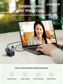 UGREEN CM929AI Live Streaming Camera, 2K Ultra HD, AI Auto-Tracking, For Live Commerce, Video Conferencing, And Online Classes, USB Computer Camera - View 6