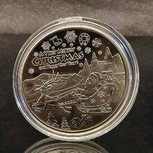 1pc-Santa Claus Commemorative Coin With Reindeer Sleigh Design, Christmas Collectible, Festive Display, Christmas Gifts, Stocking Stuffers - Multicolor - View 5