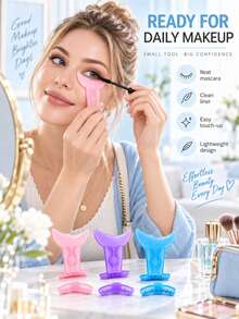 1pc--2-In-1 Silicone Eyelash Applicator & Lower Lash Stamp, Combines Eyeliner Guide, Powder, Purple, Blue Three-Color Options, Smudge-Proof Mascara Application, Eyeshadow Makeup And Lower Lash Stamp Functions; Includes Crescent-Shaped Guard, Suitable For Beginners, Easy Eyeliner Positioning And Mascara Application; Silicone Material, Smudge-Proof, Portable And Easy To Use, Essential Eye Makeup Tool For Home And Travel. - Multicolor - View 7