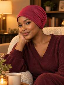 Solid Color Wide Brim Design Women's Pullover Fashion Elastic Beanie Casual Maternity Hat - Multicolor - View 5