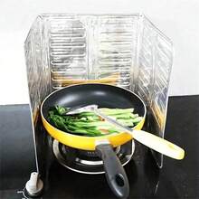 2pcs Kitchen Gas Stove Oil Splash Guard, Non-Food Contact Anti-Splash Cover, Foldable Gas Stove Oil Blocker, Kitchen Cookware Oil Splash Screen, Heat-Insulated Anti-Splash Pot, Essential Outdoor Cooking Accessory, Kitchen Essential - Silver - View 5