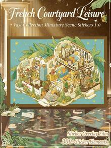 Vintage Miniature Scene Stickers, DIY Layered 3D Room Scene Sticker Set, Time Wrinkles And French Courtyard Leisure Aesthetic Hand-Drawn Scene Stickers, Adult Sticker Healing Craft Material, Suitable For Scrapbooking, Planner, Wall Decoration, Party Gifts - A - View 11