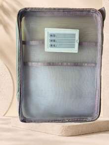 Bolsa organizadora de malla de nylon de doble capa A4, bolsa de almacenamiento de archivos de malla de gran capacidad en forma de L reforzada, mochila portátil con cremallera para estudiantes, bolsa de clasificación de materias de examen con asa, bolsa transparente para exámenes de estudiantes, archivo B - A - Ver 18
