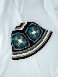 OBOVAY 1 buah Topi Ember Wanita Y2K Warna-warni Buatan Tangan, Topi Rajut Patchwork Blok Warna Gaya Hip-Hop Jalanan, Cocok untuk Pemakaian Sehari-hari, Liburan, Bohemian - Sepuluh warna - View 14