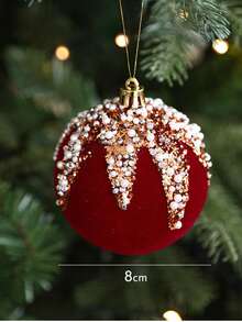 Christmas Ball Ornaments, Beaded And Sequined Christmas Tree Hanging Decor, Suitable For Collection Display And Storage, Matches Plush Doll Collection, Holiday Party And Shelf Styling Holiday Aesthetic Decoration - Multicolor - View 3
