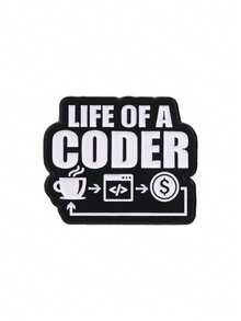 1pc Geek Coding Slogan Brooch, Humorous Coder Enamel Pin, Aesthetic Clothing Bag Accessory For Tech Fans - Multicolor - View 10
