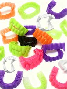 10/1pc Halloween Vampire Fangs Props, Multi-Color Glow In The Dark Teeth, Cosplay Costume Accessories, Fun Photo Props, Party Decor,Halloween - Multicolor - View 2