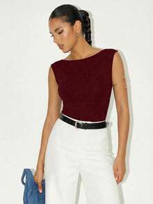 Sexy Fashionable Backless Lace Criss-Cross Design Women's Bodysuit, New Arrival Spring/Summer - Burgundy - View 2