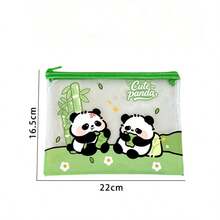 1pc Cartoon Panda Mesh File Bag Random Pattern, 8.7x6.6in Cute Student Stationery Storage Bag, A5 Highly Attractive Pencil Case Gift - A - View 6