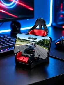 1pc Racing Seat Phone Holder, Universal Phone Stand, Racing Style Desktop Ornament, Suitable For Office, Gaming Room, Bedroom Decor, Home Storage, Decorative Ornament, Best Gift For Men, Christmas, Best Choice For Friends Gift - Multiple Styles - View 1