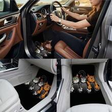 1pc Printed Car Trunk Mat, 3 Funny Cat Pattern, Crystal Velvet Material, Durable And Easy To Clean | Car Trunk Anti-Slip Mat, Suitable For SUV, Truck And Sedan Outdoor Picnic Mat, Vehicle Luggage Mat | Vibrant Luggage Mat | - Three Cats - View 9