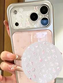 قطعة واحدة من ملصق فيلم حماية مرآة عنصر عيد الميلاد الإبداعي DIY، مناسب لعدسات الهاتف 11 Pro/ 12 Pro/13 Pro/14 Pro/15 Pro/16 Pro/17 Pro، ملصقات هاتف - متعدد الألوان - مشاهدة 1