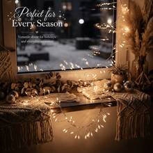Christmas Halloween Warm Color Solar Powered Firecracker Fairy String Lights, Available In 5M100LED, 8M200LED, 11M300LED Three Specifications, Suitable For Various Yard And Window Display Scenes. The Cluster Light Beads Simulate Firecracker Shape, With Compact Arrangement, Warm Light Flows Gently, Creating A Romantic Atmosphere Like A Sky Full Of Sparkling Fireworks. Solar Powered System, Collects Sunlight Energy During The Day, Light-Controlled Sensor Automatically Detects Day And Night - Solar Firecracker String Lights - View 10