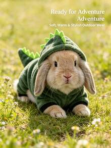 Cute Dinosaur Design Warm Sweatshirt, Rabbit Pet Accessories, Rabbit Pet Supplies, Rabbit, Rabbit Pet Accessories, Rabbit Pet Supplies, Valentine's Day - Multicolor - View 5