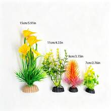 水族箱裝飾套組，塑膠人造草裝飾飾品，水族景觀人造植物 - B - 查看 5
