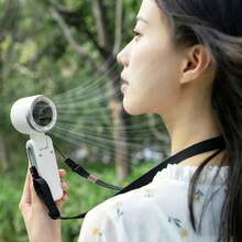 AOYI 1pc Rechargeable Lithium Battery Digital Display Portable Handheld Mini Fan With 199-Speed Adjustment And USB Charging Cable - Multicolor - View 5