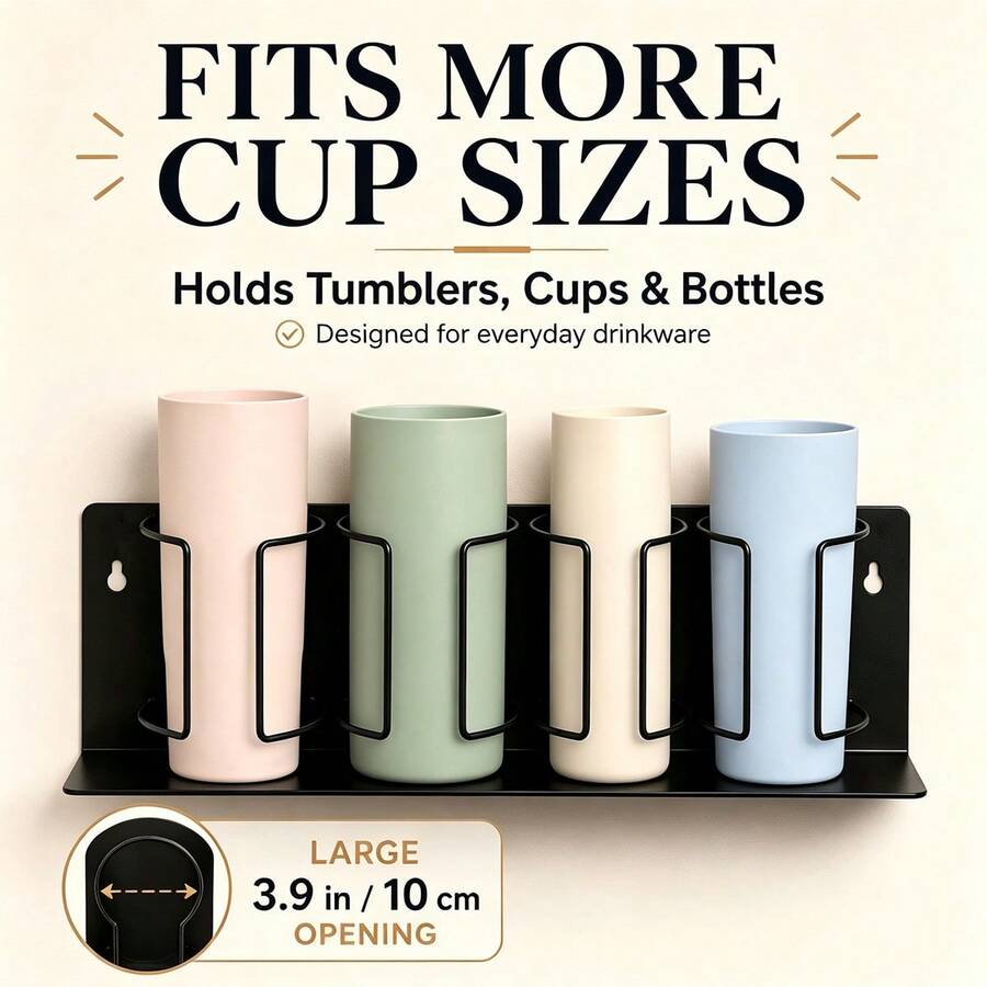 3/4 Cup Magnetic Storage Rack, Carbon Steel Material, Strong Magnetic Cup Organizer, Multi-Functional Wall-Mounted Beverage Storage Rack, Suitable For Refrigerator, Kitchen, Bathroom, Toilet, Desk, Office, Camping Car, Garage, Wine Bottle, Mug, Insulated Cup Holder - Multicolor - View 1