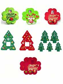7pcs/Set Christmas Tree Gift Sleeve, Santa Snowman Pattern Holder, Holiday Gift Packaging - Multicolor - View 10